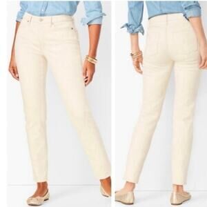 Talbots Flawless Five Pocket Slim Ankle Jeans Cream Winter White Size 14P